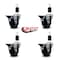 Service Caster 3.5'' Hard Rubber Swivel 1-1/2'' Expanding Stem Caster Set with Brake, 4PK SCC-EX20S3514-HRS-PLB-112-4 - alternate 2